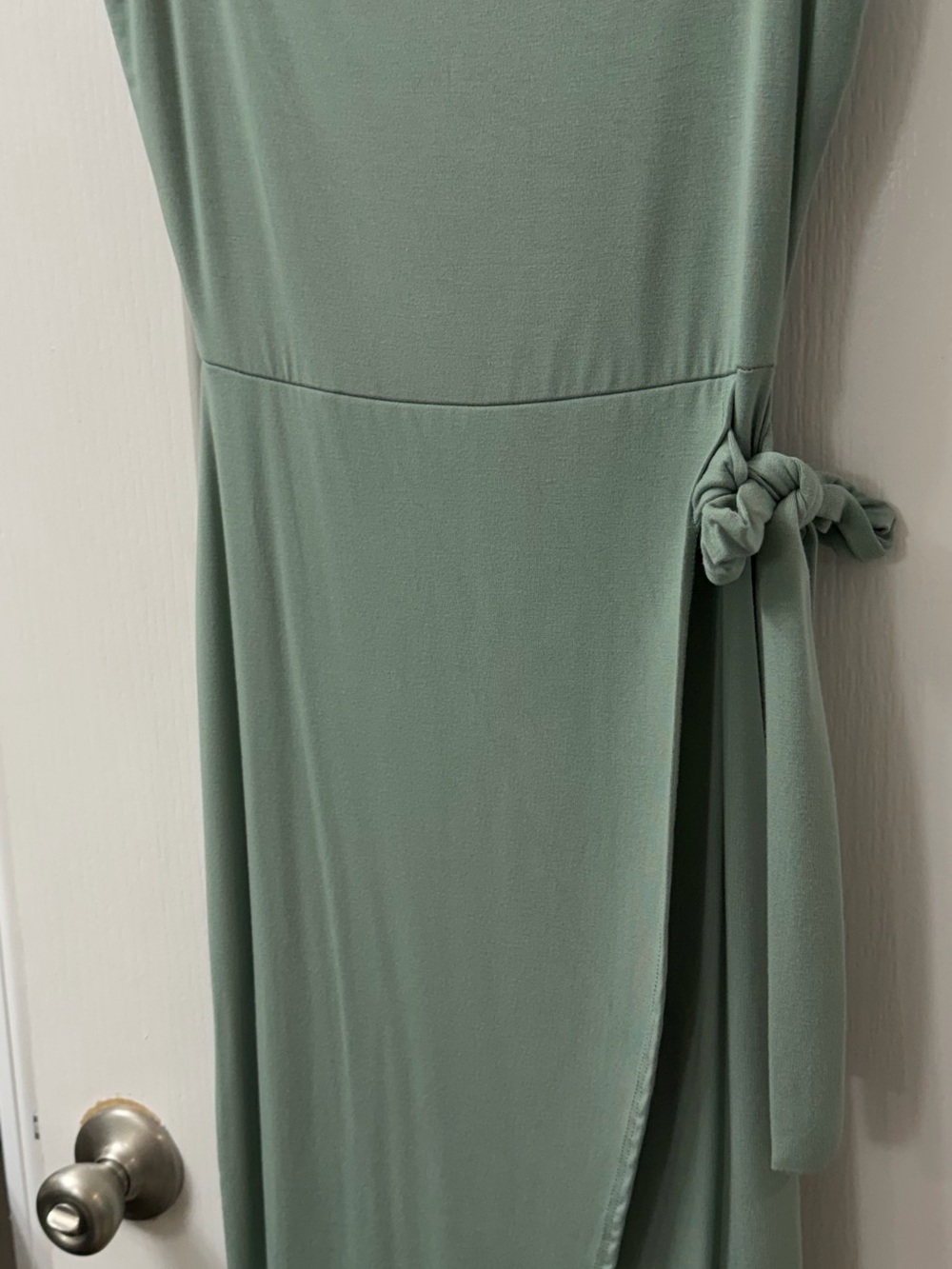 See You Monday Sage Wrap Midi Dress with Side Knot